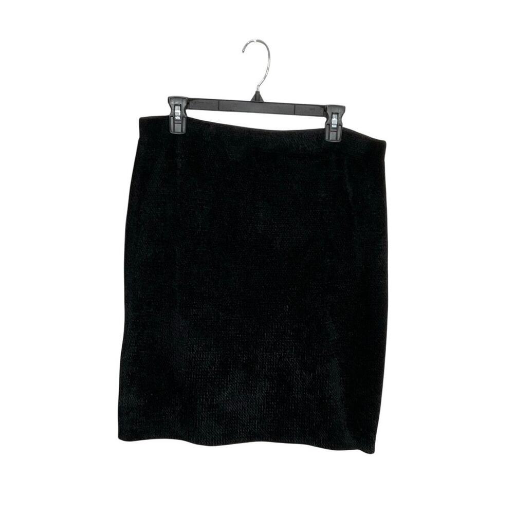 VTG St. John Couture by Marie Grey Black Chenille Knit Skirt Size 12 Large - Picture 3 of 6